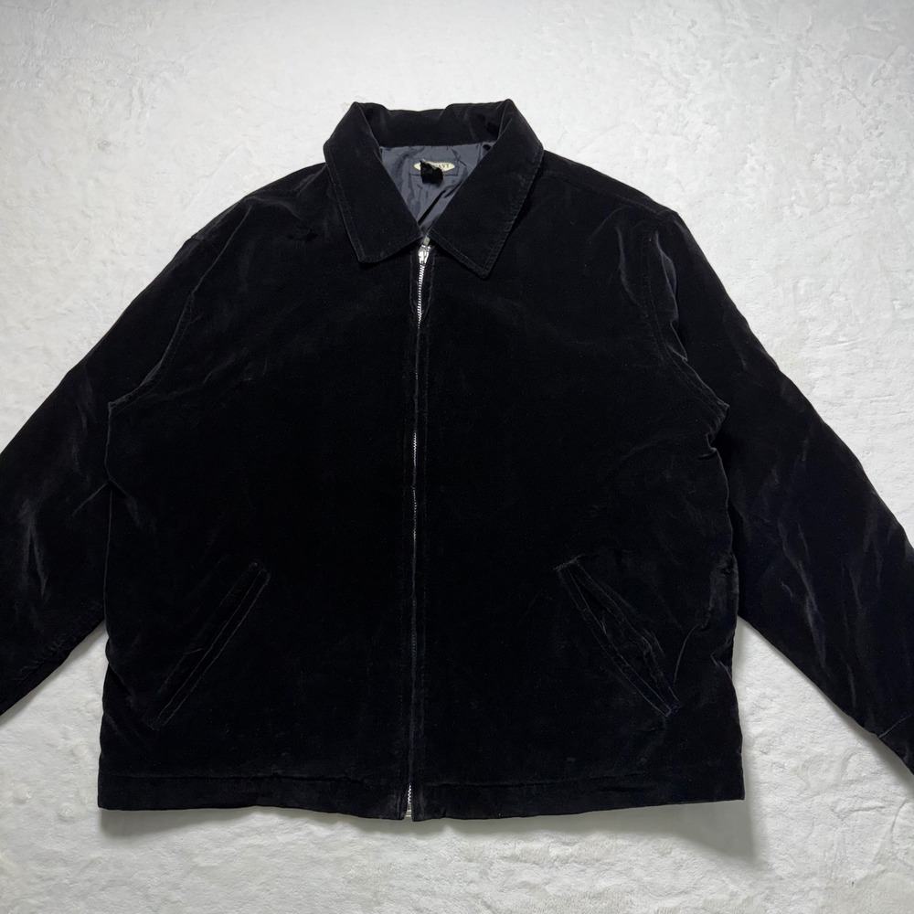 Vintage Old Navy Black Velvet Bomber Jacket Womens‎ Small Minimalist Grunge Boho